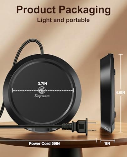 Kepwam Coffee Mug Warmer - 50W Electric Coffee Warmer for Desk 3 Temp Settings & 2-9 Timer Smart Cup Warmer for Desk Candle Warmer Plate with LED Lights Beverage Tea Milk Warmer for Home & Office 6