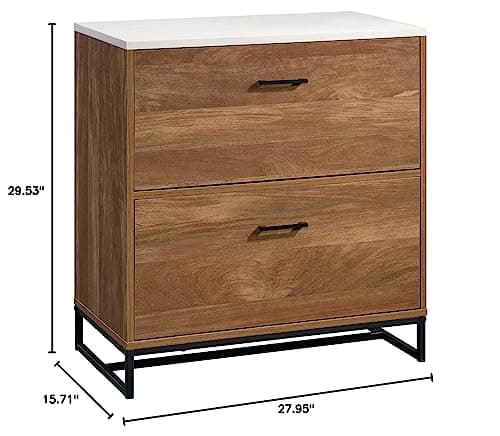 Sauder Tremont Row 2-Drawer Lateral File Cabinet with White Top, Sindoori Mango Finish 15