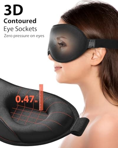 MABAO Weighted Sleep Mask - 100% Blackout Eye Mask for Sleeping for Women Men, 3D Contoured for Lash Extension, Zero Eye Pressure Memory Foam Cover, Soft Gentle Pressure Blindfold for Travel - Black 5