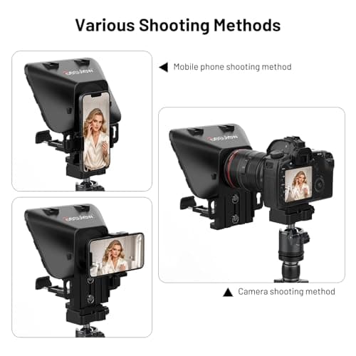 Desview T3 Teleprompter Teleprompter with Remote Control Work with iPad/Tablet/Smartphone up to 10 inch High Display Mirror Support Wide Angle Lens Great Partner for Live Streaming 6