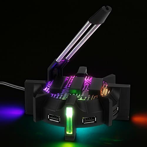 Enhance Pro Gaming Mouse Bungee Cable Holder 4 Port USB Hub with 7 LED Color Modes, Cable Management Support, Improved Accuracy and Weighted Design for Competitive Esports Games, Gaming Accessories 8