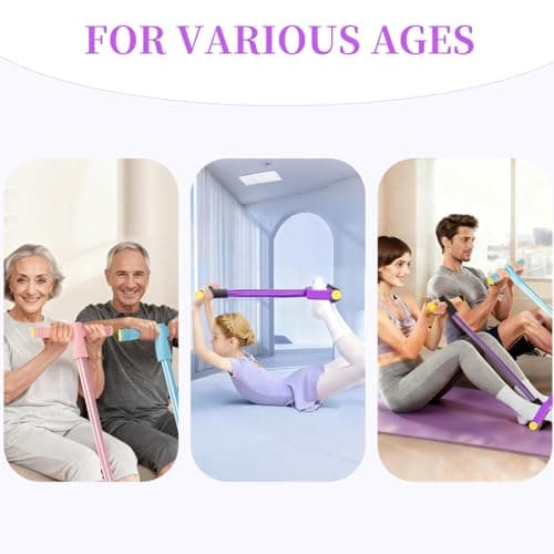 Pedal Resistance Bands with Handles, Upgrade 6-Tubes Manual Tension Training Pedal, Natural Rubber Foot Pedal Resistance Bands, Multifunction Fitness Bands for Abdomen, Waist, Arm, Leg (Purple) 8