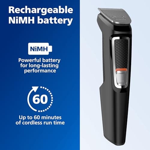 Norelco Philips Multi Groomer - 13 Piece Mens Grooming Kit for Beard, face, Nose, and Ear Hair Trimmer and Hair Clipper - NO Blade Oil Needed, MG3740/40 6