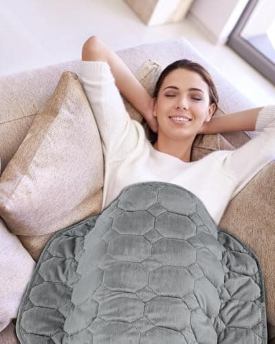 Topblan Weighted Lap Blanket 7lbs for Adults, Small Weighted Blanket Throw for Napping, Relaxation, Calming and Travel, Skin Friendly & Machine Washable for All-Season Sleeping, Grey 24x29 inches 7