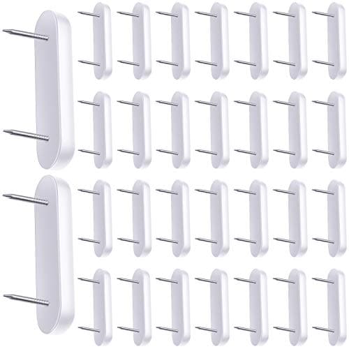 Jetec Plastic Head Double Pins Bed Skirt Holding Pins White Furniture Chair Leg Brooch Glide Nails Holding Brooch for Slipcovers and Bedskirts(30 Pieces)