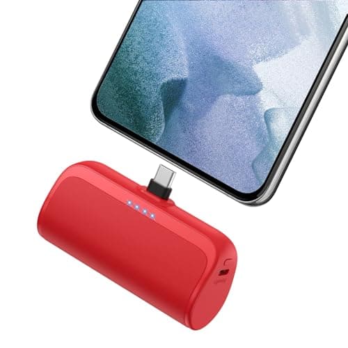 LanLuk Mini Portable Charger 5200mAh,Ultra-Compact USB C Power Bank Portable Phone Charger,PD Fast Charging Cell Phone Battery Pack Compatible with Samsung Galaxy,Moto,LG,Google Pixel Android-Red