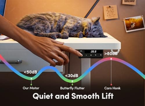 FEZIBO Standing Desk with Double Drawer, 55 x 24 Inches Adjustable Height Electric Stand up Desk, Ergonomic Workstation White Frame/White Top 8