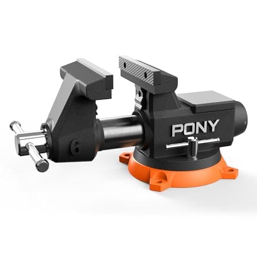 PONY 6 Inch Heavy Duty Bench Vise 8800LBS Clamping Force, Pro Workshop Workbench Vise with 360-Degree Rotatable Base and Anvil, 6-inch Jaw Opening and Width for Woodworking, Drilling, Pipe Cutting
