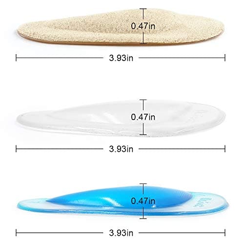 Dr. Foot's Arch Support Shoe Insoles for Flat Feet, Gel Arch Inserts for Plantar Fasciitis, Adhesive Arch Pad for Relieve Pressure and Feet Pain- 3 Pairs (Beige+Blue+ Clear, 3 Count (Pack of 1)) 5