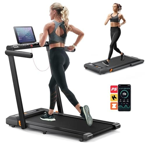 Acezoe 2 in 1 Foldable Treadmills for Home Small Office, 2.5HP Walking Pad Treadmill with Handle Bar, 300lbs Capacity, Under Desk Treadmill with Smart APPs, 12 HIIT Modes and Touch Screen