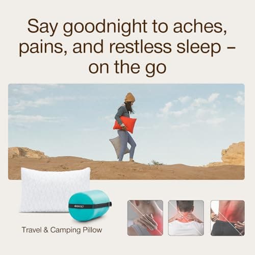 Coop Home Goods Original Travel and Camping Adjustable Pillow, Small Camping Pillow with Compressible Stuff Sack, Medium-Firm Memory Foam with Lulltra Washable Cover, CertiPUR-US Certified (19x13) 6