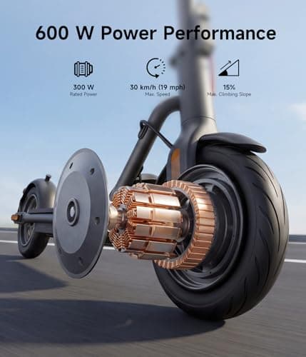 NAVEE V25 Electric Scooter Adults, Fast E Scooter, Motorized Scooter for Adults Teens with Suspension, Foldable Commuter Electric Scooters, 20Mph & 600W Power, 15 Miles Long Range,10" Fat Tire, 220Lbs 6