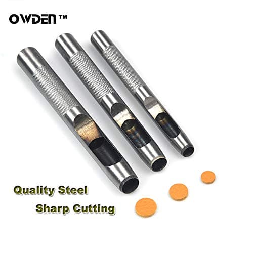 OWDEN 6 Pieces Hollow Hole Punch Set (1/8" - 5/16"),Leather Punch Tools, with A Free Cutting MAT 5