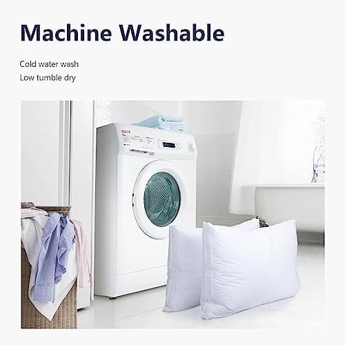 Vendare Set of 2 Standard Size Down Pillows - Goose Feather & Down Blend Pillows 440 Fill Power, 100% Cotton Cover, Hypoallergenic, Medium Support 6