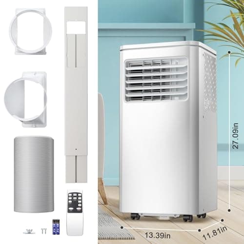 Portable 8000 BTU Air Conditioner, 4 in 1 protable AC, Cools 350sq. ft, Remote Control, 24 Hour Timer, Quiet Operation,Window Fan, 2 Speed for Bedroom Office Home Dorm 4