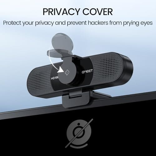 EMEET 1080P Webcam with Microphone, C960 Web Cam, 2 Mics, 90° FOV, USB Type-A & A-to-C Adapter, Plug&Play Computer Camera for Online Calling, Zoom/Teams/Facetime, Switch 2 Camera Support, 2025 Version 7
