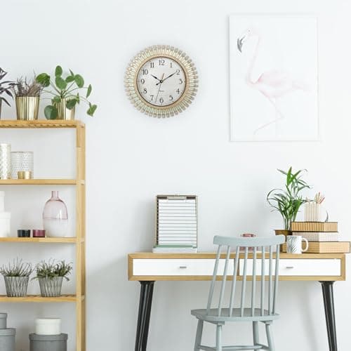 Noamus 12" Retro Wall Clock, Silent Non-Ticking Round Clock, Aqua Battery Operated Quartz Clock, Plastic Vintage Clocks for Living Room Bedroom Kitchen Home Office Classroom School Decor 7