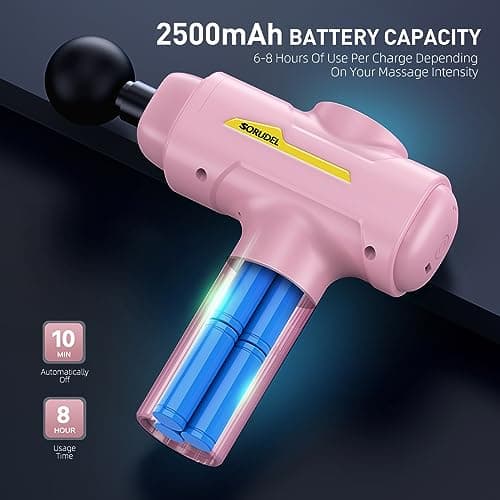 SORUDEL Massage Gun,Massage Gun Deep Tissue for Pain Relief with 7 Massage Heads & 6 Speeds and Carrying Case (Pink) 3
