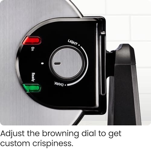 Chefman Rotating Belgian Waffle Maker, 180° Flip Iron w/ Non-Stick Plates, Adjustable Timer, Locking Lid, & Drip Plate, Space Saving Storage, Mess-Free Breakfast, Stainless Steel/Black 5