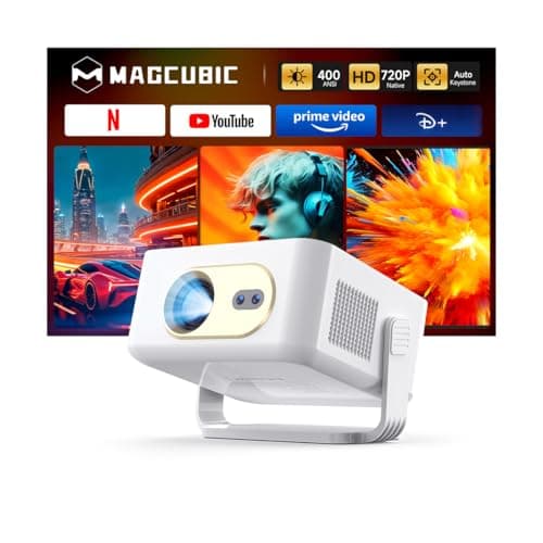 Magcubic Mini Projector with Wifi and Bluetooth, Smart Portable Projector, 260 ANSI & 2K Support, Auto Focus & Keystone, 180° Rotatable Portable Movie Proyector for Home Outdoor HY300GT