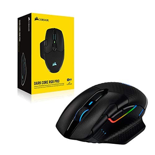 Corsair Dark CORE RGB PRO Wireless/Wired FPS MOBA Gaming Mouse – 18,000 DPI, Fast Response Time, 8 Programmable Side Buttons, Dynamic Multi-Color Backlighting – Black 9