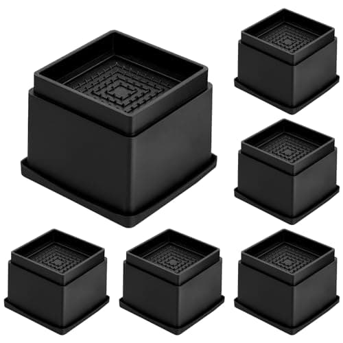 MYMULIKE Bed Risers 2 inch, Set of 6, Adjustable Bed Furniture Risers 1, 2 or 3 inch, Heavy Duty Bed Lifts Risers with Rubber Pad for Sofa, Bed, Table, Couch & Chair