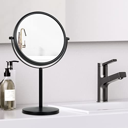 ALHAKIN 10x Magnifying Makeup Mirror, 8 Inch Tabletop Mirror Double Sided with Magnification, Swivel Make Up Mirror for Bathroom, Black 6
