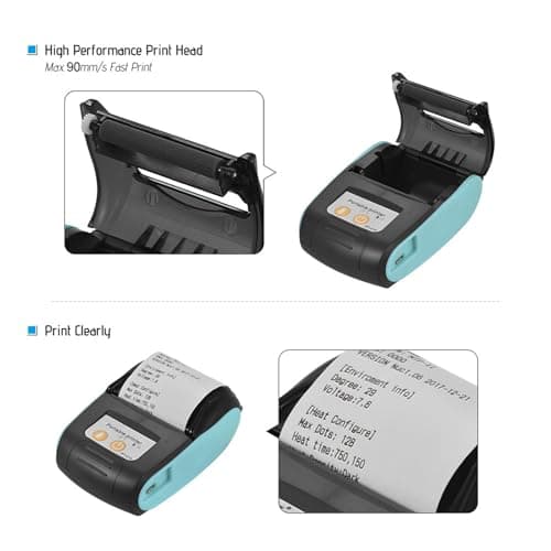 Sunydog Thermal Receipt Printer, PT-210 58mm Portable Thermal Printer Handheld Ticket Bill Printer for Retail Stores Restaurants Factories Logistics Small Business,1 Paper Roll 7