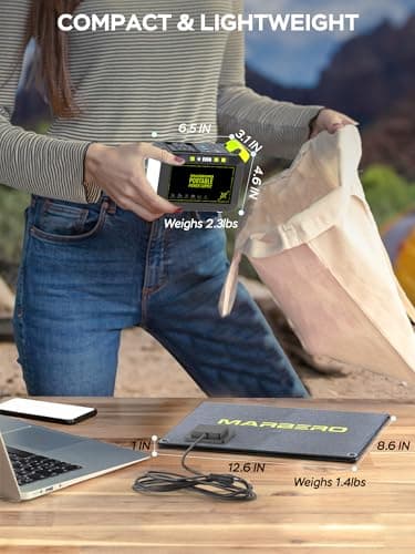 MARBERO 88.8Wh Portable Power Station with Solar Panel 21W Solar Generator with Panels Included AC Outlet 80W 120W Max Solar Power Bank for Camping Hiking Fishing Emergency Outdoor 5