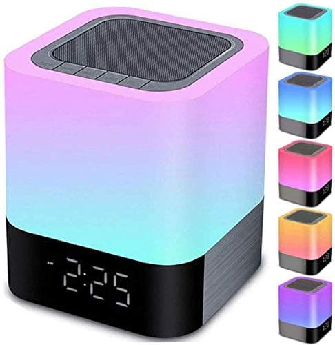 Gallstep Night Lights Bluetooth Speaker, Alarm Clock Bluetooth Speakers Touch Sensor Bedside Lamp Dimmable Multi-Color Changing Bedside Lamp, MP3 Player, Wireless with Lights