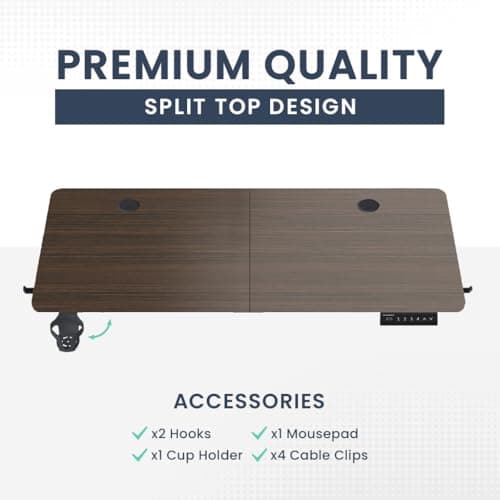 MOTIONGREY - Electric Motor Height Adjustable Standing Desk, Ergonomic Stand Up Desk, Adjustable Computer Sit Stand Desk Stand (Black + Black, 55 Inch) 8