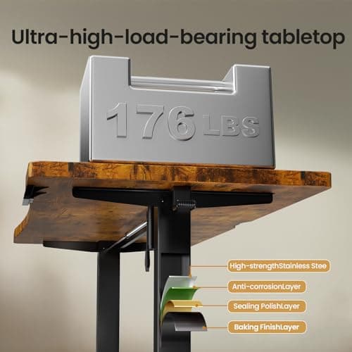 Veken 63 x 28 Inch Electric Standing Desk, Sit to Stand Up, Work Home Office Computer Table for Study, Walking Pad, Writing, and Games, Wooden Desktop Desks, Brown 5