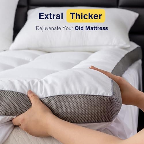 Ultimate Comfort and Cooling: 100% Cotton 2" Thick Twin XL Mattress Topper - Luxurious Softness, Good for Back Pain, Revolutionary Cooling Technology, No-Slip Design, Ideal for Deep Sleep Mattress Pad 6