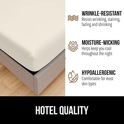 GORILLA GRIP Fitted Sheets, Stay in Place Deep Pocket Bottom Bed Sheets for Mattress, Lightweight Microfiber Sábana, All Around Elastic, Oeko-Tex, Wrinkle and Shrink Resistant, Full Size Cream 5