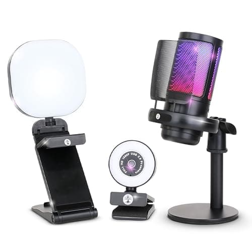 Webcam Streaming Kit with USB RGB Microphone & LED Light – 1080P 30FPS Streaming Camera Bundle for Twitch, YouTube, Podcasting, WFH – PC & Mac Compatible (Console Requires Computer & Capture Card)