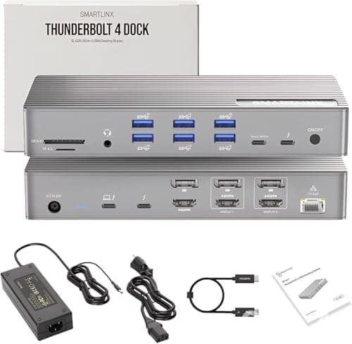 Thunderbolt 4 Dock with DisplayLink, 21-in-1 USB-C/A Docking Station for MacBook, Windows & ChromeOS – 150W Charging, 40Gbps, 8K/4K Display, Dual/Triple/Quad/5 Monitor Support