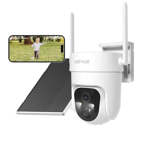 NETVUE Outdoor Wireless Solar Security Camera for Home Security,2K 3MP Surveillance with 360° View, AI Motion Detection, Spotlight Siren, Color Night Vision, Two-Way Audio, Waterproof