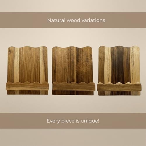 Beautiful Wooden Cookbook Stand for Your Kitchen Counter – Solid Wood Scalloped Book Holder Keeps Cookbooks & Tablets Open, Stable 2-Piece Slot Design, Easy-Clean, Perfect for Everyday Cooking 6