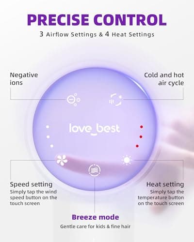 Hair Dryer, Professional Ionic Hair Dryer for Fast Drying, Low Noise and Quiet, Lightweight, 600 Mmillion Negative lonic High-Speed Hair Blow Dryer Without Hair Damage for Women, Men, Travel, Salon 8