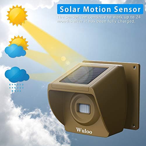 Solar Driveway Alarm Wireless Outside 1800ft Range, Outdoor Motion Sensor & Detector Driveway Alert System with Rechargeable Battery/Weatherproof/Mute Mode(1&2-Brown) 5