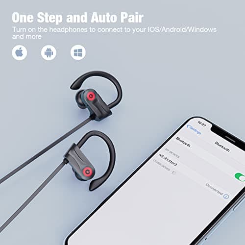 Boean Bluetooth Headphones, Wireless Headphones with 16 Hours Playtime Bluetooth 5.3 Wireless Earbuds HD Deep Bass Stereo Sound Isolation IPX7 Waterproof Earphones for Workout Running Sports 5