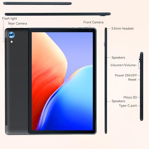 URAO Tablet,10.1" Android 15 Tablet with Octa-core Processor 24GB RAM 128GB ROM HD IPS Touchscreen 8H Battery, Wi-Fi 6, BT 5.0, Dual Camera, Android Tablets 8
