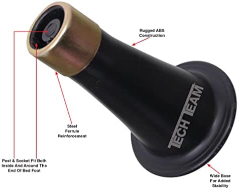 Tech Team #00740 3½" Reinforced Bed Risers – Replace Casters to Prevent Sliding, Fits Over Standard Bed Feet, Heavy-Duty Furniture Elevators, Tool-Free Installation, Set of 6 8