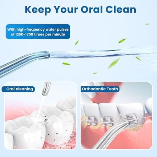 Water Flosser Oral Irrigator for Teeth: Electric Countertop for Dental Health and Cleaning 600ML Professional Water Teeth Cleaner with 10 Modes and 5 Nozzles for Family 5