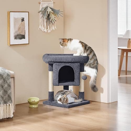 Yaheetech 23.5in Cat Tree Tower, Cat Condo with Sisal-Covered Scratching Posts, Cat House Activity Center Furniture for Kittens, Cats and Pets - Dark Gray 9