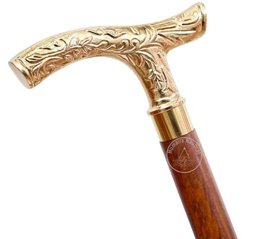 Vintage Brass Walking Stick – Handmade Wooden Cane with Solid Brass Handle – Antique Style Collectible Walking Cane for Men, Women & Seniors – Unique Gift Idea 7