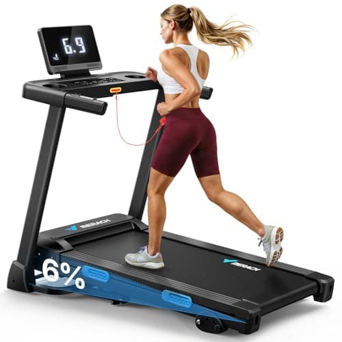 MERACH Treadmill with Incline 6%-15%, 300 LBS Capacity Foldable Running Treadmills for Home, 0.5-7.5MPH 2.5HP Brushless Double Deck Incline Foldinng Treadmill LED Display with Smart APP