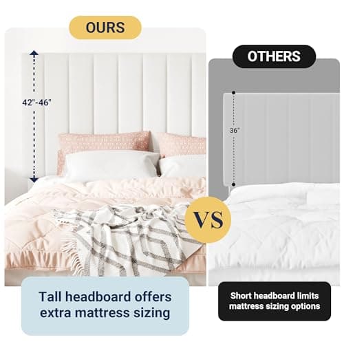 Allewie Full Size Storage Bed Frame, Vertical Channel Tufted Adjustable Headboard, Velvet Upholstered Platform Bed with 4 Oversized Underbed Drawers, Wooden Slats Support, No Box Spring Needed, White 7