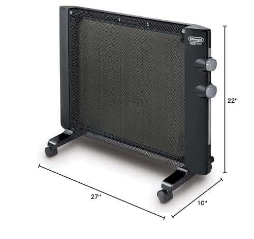 DeLonghi Mica Panel Space Heater, 1500W quiet electric space heater for indoor use, adjustable thermostat, freestanding/ easy wall mount, full room heating with built-in safety features, HMP1500 Black 7