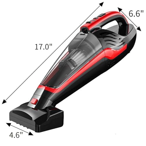 Powools Pet Hair Handheld Vacuum Cordless, Car Vacuum Rechargeable with Reusable Filters, Motorized Brush and Multi-Accessories for Carpet, Couch & Stairs, Red, 17.0"X 4.6"X 6.6" 8